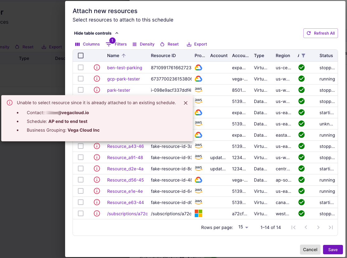 Unattachable Resources on Schedule