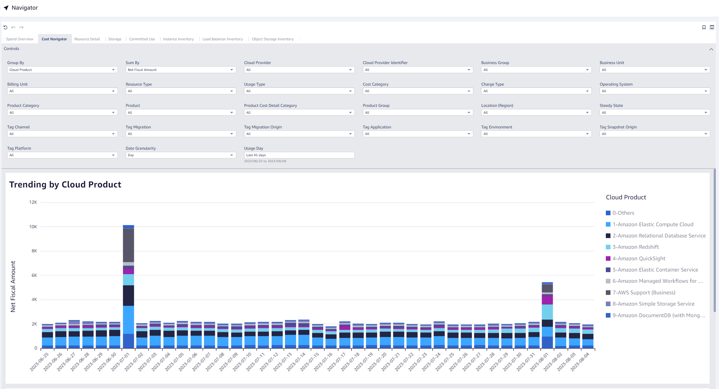 Cost Navigator Filtering