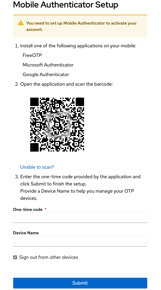 Mobile Authenticator Setup