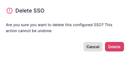 SSO Delete Confirmation